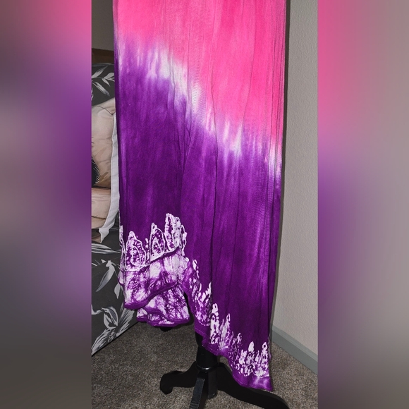 (J) Lapogee Purple, Pink and White Embroidered Dress Hi- Low Hem  100% Rayon - Picture 5 of 9